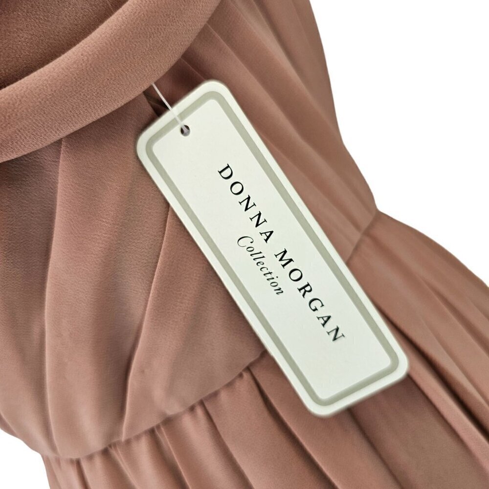 Donna Morgan Collection Grecian One-Shoulder Maxi Dress Sz 2 Pink Fit Flare NWT - Picture 12 of 12